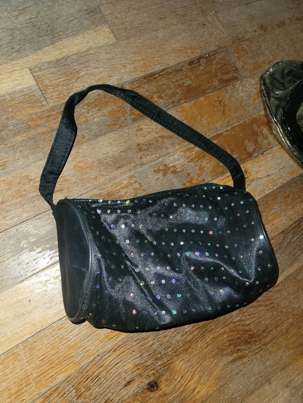 Y2k Vintage Black Sparkle Evening Cylinder Shoulder Bag